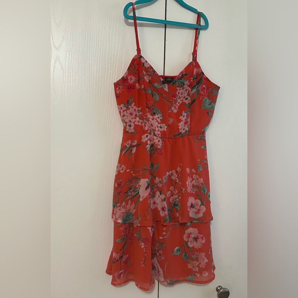 Lily Rose Asymmetrical Orange Floral Dress